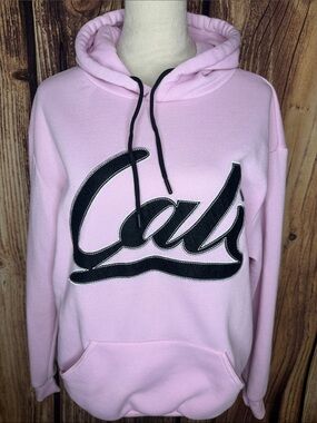 Original Deluxe Light Pink Hoodie with Black Script Logo and Drawstrings